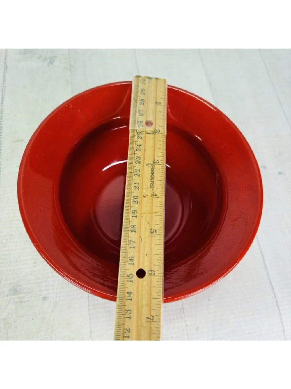 Pier 1 RED Solid Colored Rimmed Earthenware Spain 6.75